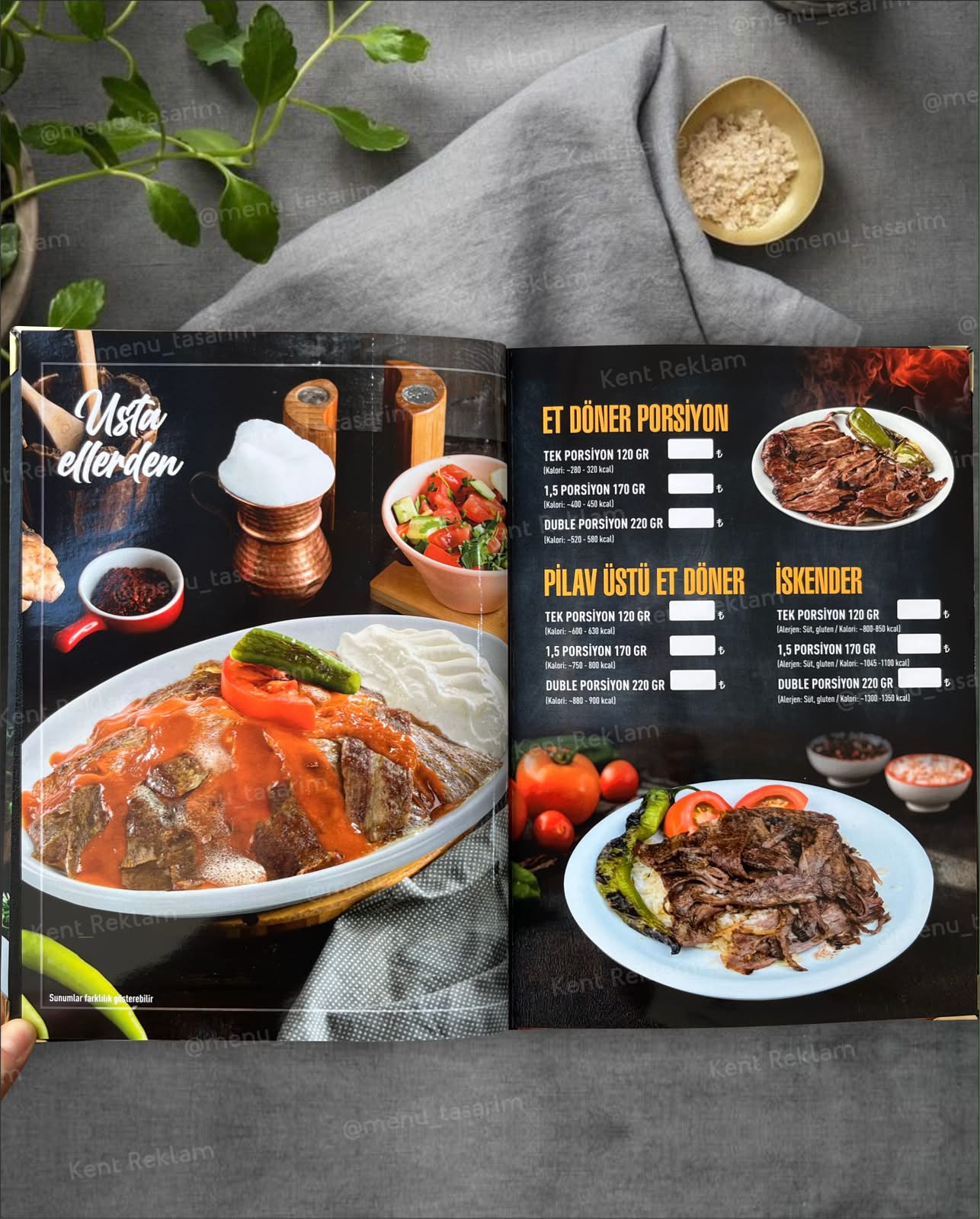HAS DÖNER DENİZLİ kurumsal restoran cafe menü tasarımı ve baskısı